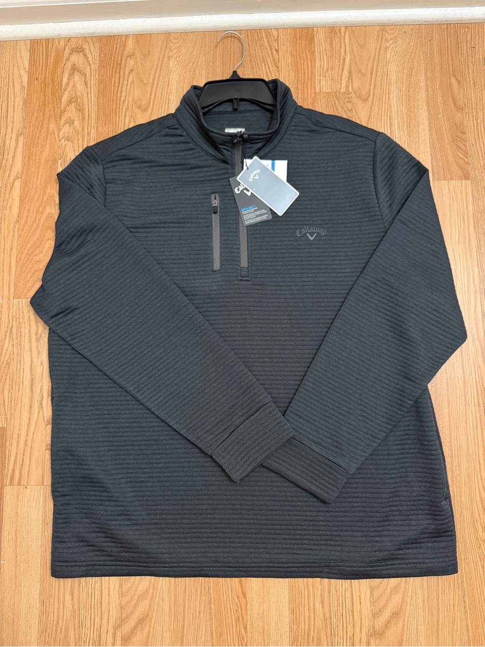 New Callaway Quarter Zip Mens XL Grey Opti-Dri Pullover Ribbed Golf Sweater